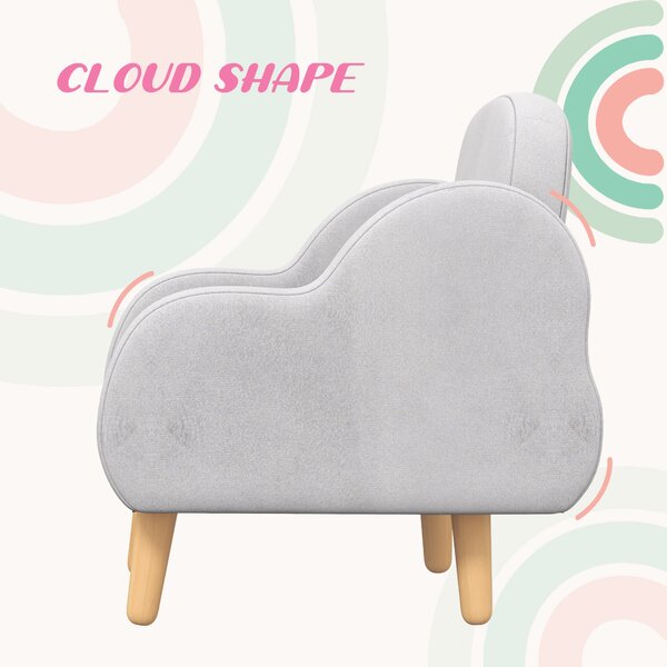 ZONEKIZ Cloud Shape Toddler Armchair, Ergonomically Designed Kids Chair, Children Playroom Mini Sofa for Relaxing, for Ages 1.5-5 Years Aosom UK