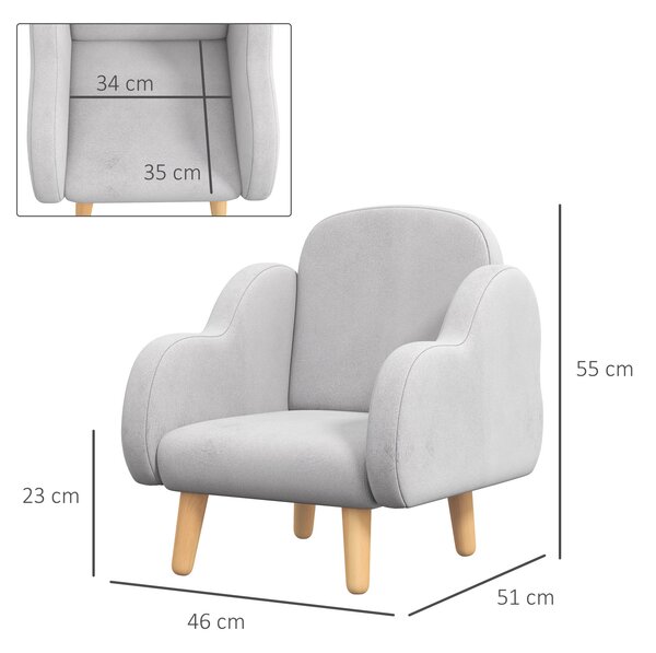 ZONEKIZ Cloud Shape Toddler Armchair, Ergonomically Designed Kids Chair, Children Playroom Mini Sofa for Relaxing, for Ages 1.5-5 Years Aosom UK