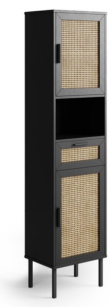 Winslow Black Rattan Tallboy Storage Unit