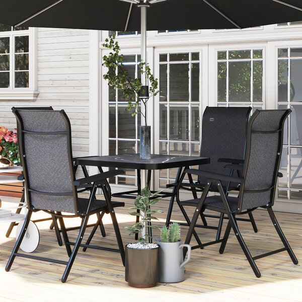 Outsunny Rattan Folding Chair Set, 4 Pcs, Adjustable Backrest, Outdoor Patio Furniture, Lawn Seating, Brown Aosom UK