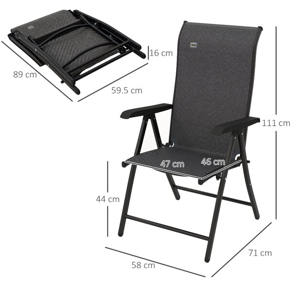 Outsunny Rattan Folding Chair Set, 4 Pcs, Adjustable Backrest, Outdoor Patio Furniture, Lawn Seating, Brown Aosom UK