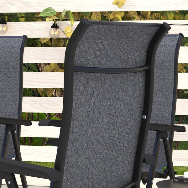 Outsunny Rattan Folding Chair Set, 4 Pcs, Adjustable Backrest, Outdoor Patio Furniture, Lawn Seating, Brown Aosom UK
