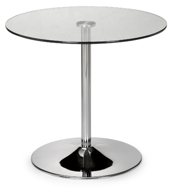 Kudos 4 Seater Round Glass Top Pedestal Dining Table, Silver