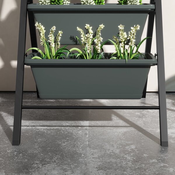 Outsunny Vertical Veggie Villa: 5-Tier Raised Planter for Outdoor Herbs & Blooms, Grey Aosom UK