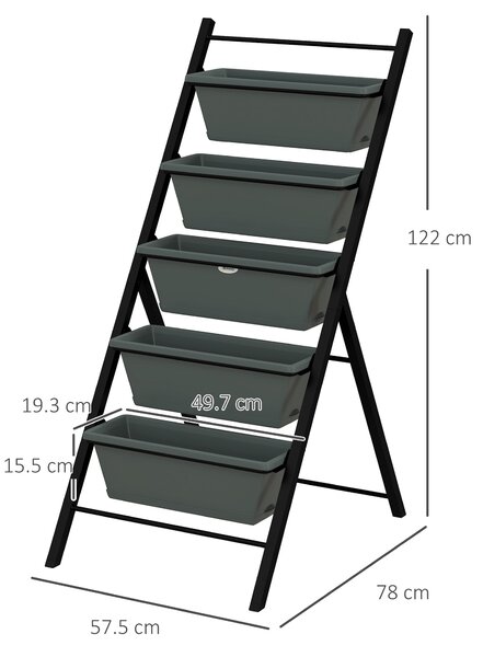 Outsunny Vertical Veggie Villa: 5-Tier Raised Planter for Outdoor Herbs & Blooms, Grey Aosom UK