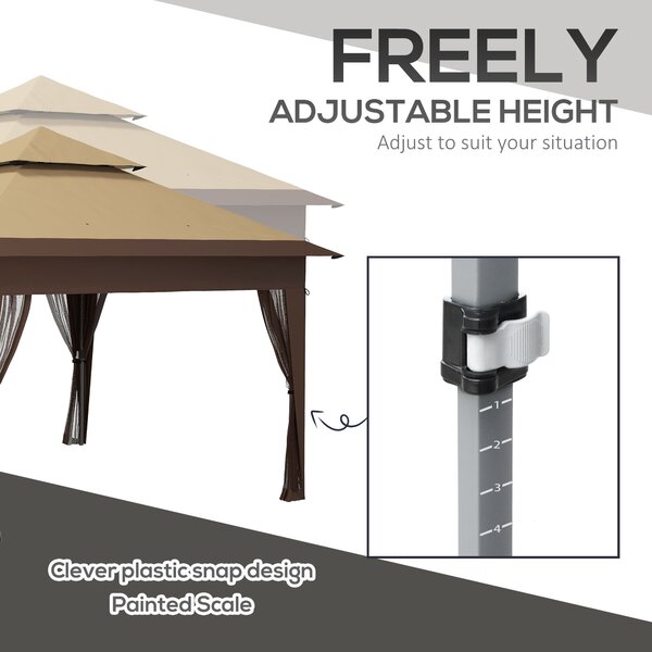 Outsunny 3 x 3(m) Pop Up Gazebo with Mosquito Netting, 1 Person Easy up Marquee Party Tent with 1-Button Push, Carry Bag, Sandbags