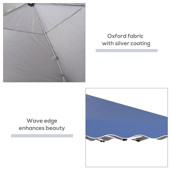 Outsunny Waterproof 3x3m Pop Up Gazebo, Quick Setup Outdoor Party Tent, Waterproof with Carry Bag, Blue Aosom UK