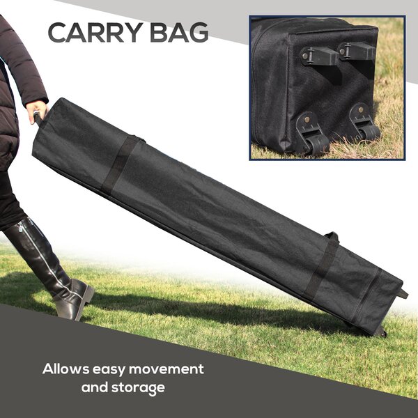 Outsunny 3 x 3(m) Pop Up Gazebo with Mosquito Netting, 1 Person Easy up Marquee Party Tent with 1-Button Push, Carry Bag, Sandbags
