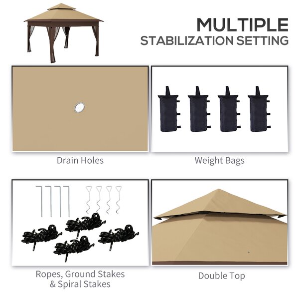 Outsunny 3 x 3(m) Pop Up Gazebo with Mosquito Netting, 1 Person Easy up Marquee Party Tent with 1-Button Push, Carry Bag, Sandbags