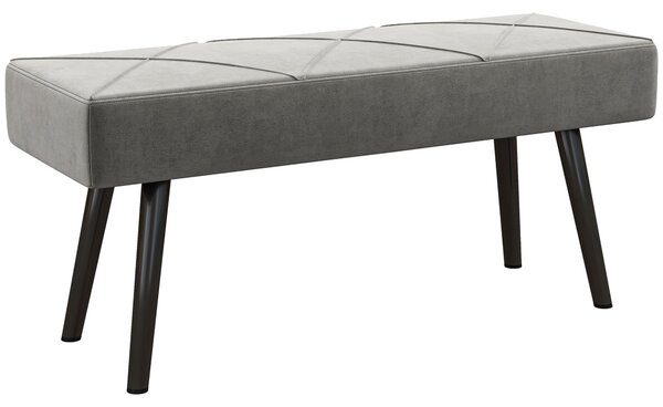 HOMCOM Upholstered End of Bed Bench, X-Shape Design with Steel Legs, Hallway Bedroom Bench, Grey