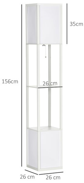HOMCOM Floor Lamp with Shelves, Modern Floor Standing Lamp with Dual Ambient Light for Living Room, Bedroom, White Aosom UK