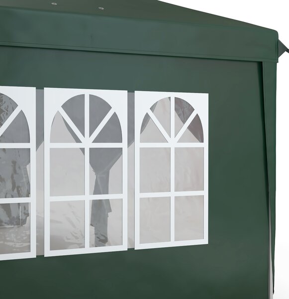 Outsunny 3 x 6m Pop Up Gazebo with Sides, Waterproof Marquee Party Tent with Drainage Holes, Dark Green Aosom UK