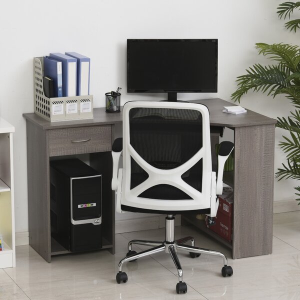 HOMCOM L-Shaped Corner Computer Desk w/ 2 Shelves Wide Worktop Keyboard Tray Drawer & CPU Stand Home Office Study Bedroom Furniture Grey Aosom UK