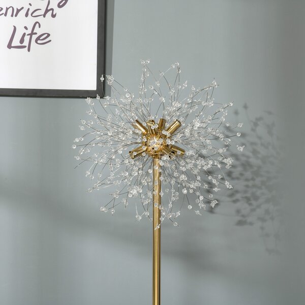 HOMCOM Gold Floor Lamp, Tall Standing Lamp with Dandelion-like Lampshade for Living Room and Home Decor Aosom UK