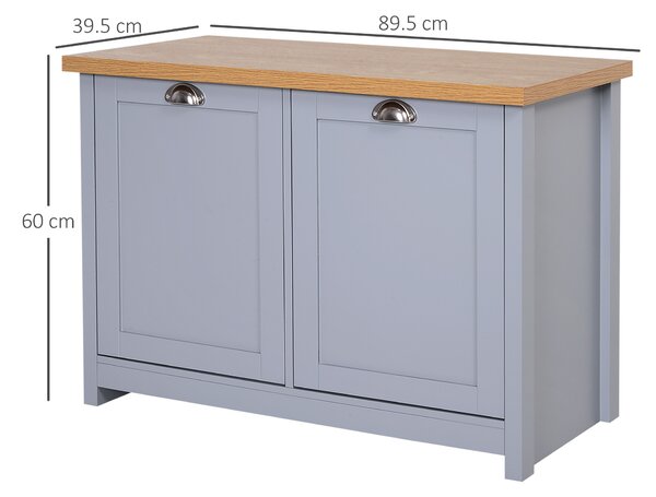 HOMCOM Hallway Shoe Storage: 2-Door Cabinet Organiser Bench with Shelf, Entryway Cupboard, Grey Aosom UK