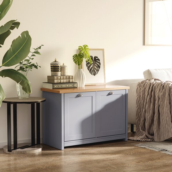 HOMCOM Hallway Shoe Storage: 2-Door Cabinet Organiser Bench with Shelf, Entryway Cupboard, Grey Aosom UK