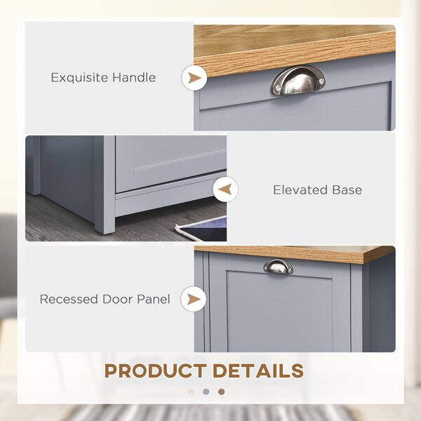HOMCOM Hallway Shoe Storage: 2-Door Cabinet Organiser Bench with Shelf, Entryway Cupboard, Grey Aosom UK