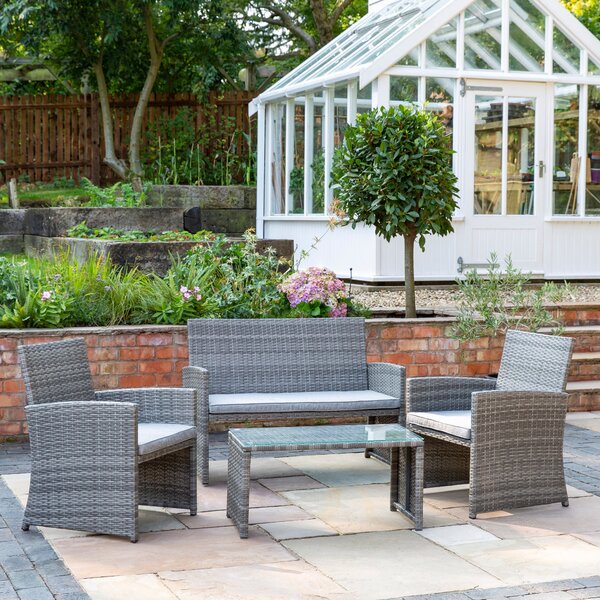 Cancun 4 Seater Rattan Grey Conversation Set