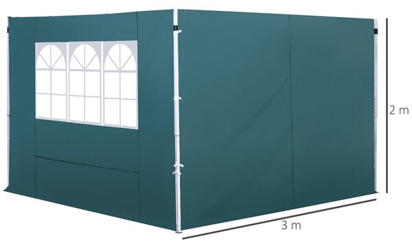 Outsunny 3m Gazebo with Versatile Exchangeable Side Panel, Perfect for Outdoor Events and Gatherings, Green