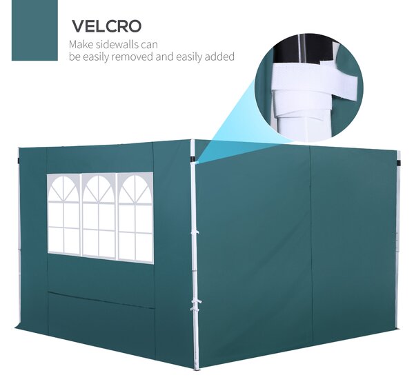 Outsunny 3m Gazebo with Versatile Exchangeable Side Panel, Perfect for Outdoor Events and Gatherings, Green