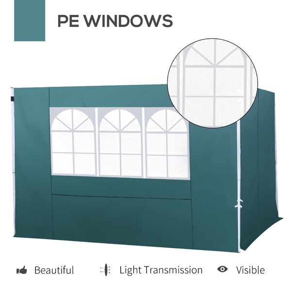 Outsunny 3m Gazebo with Versatile Exchangeable Side Panel, Perfect for Outdoor Events and Gatherings, Green