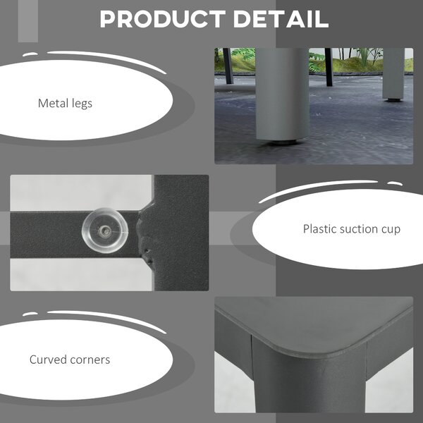 Outsunny Outdoor Dining Table, Patio Table for 6, with Tempered Glass Top & Aluminium Frame, Grey Aosom UK