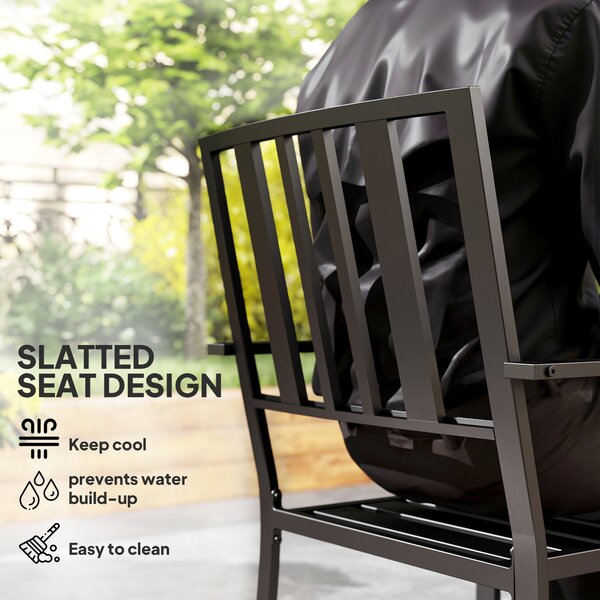 Outsunny Metal Slatted Dining Chairs: Durable, Weather-Resistant Seating for Patios, Sleek Black Finish Aosom UK