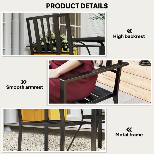 Outsunny Metal Slatted Dining Chairs: Durable, Weather-Resistant Seating for Patios, Sleek Black Finish Aosom UK