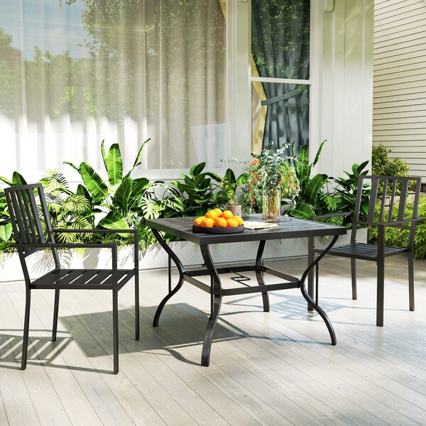 Outsunny Metal Slatted Dining Chairs: Durable, Weather-Resistant Seating for Patios, Sleek Black Finish Aosom UK