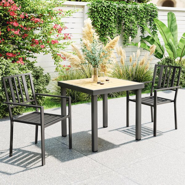 Outsunny Metal Slatted Dining Chairs: Durable, Weather-Resistant Seating for Patios, Sleek Black Finish Aosom UK
