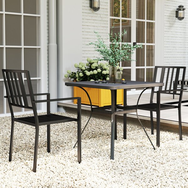 Outsunny Metal Slatted Dining Chairs: Durable, Weather-Resistant Seating for Patios, Sleek Black Finish Aosom UK