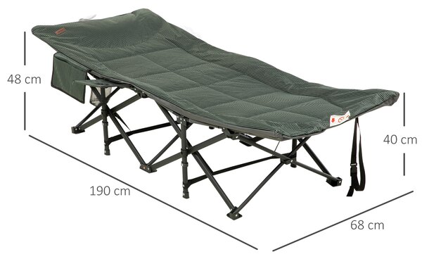 Outsunny Sun Lounger Foldable, Padded Patio Camping Bed with Adjustable 170 Recline & Accessories, Grey Aosom UK