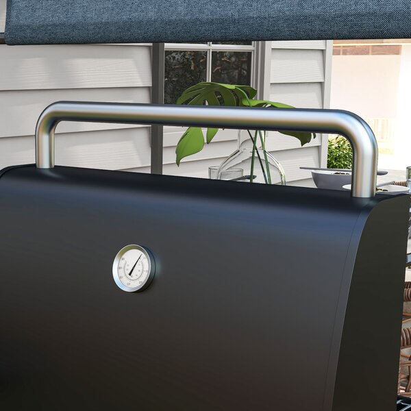 Outsunny Outdoor Wheeled Charcoal Barbecue Grill Trolley with Shelves, Black Aosom UK