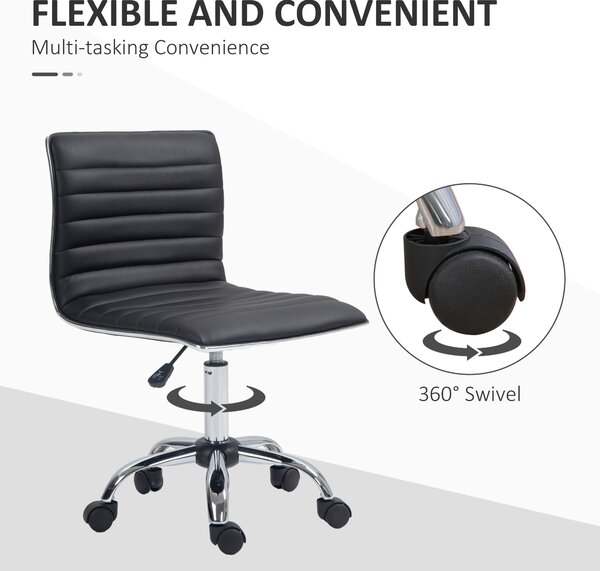 Vinsetto Armless Office Chair, Adjustable Swivel PU Leather Desk Chair with Chrome Base for Home Office, Black Aosom UK