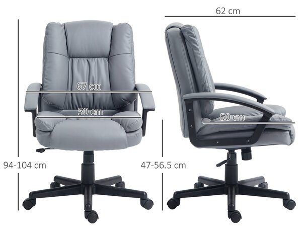 Vinsetto Leather Office Chair, Swivel Faux Leather Desk Chair with Height Adjustable & Smooth Rollers, Black Aosom UK