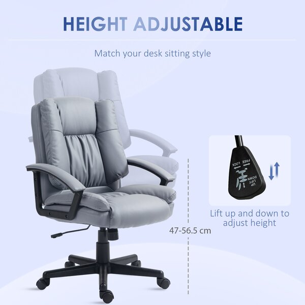 Vinsetto Leather Office Chair, Swivel Faux Leather Desk Chair with Height Adjustable & Smooth Rollers, Black Aosom UK