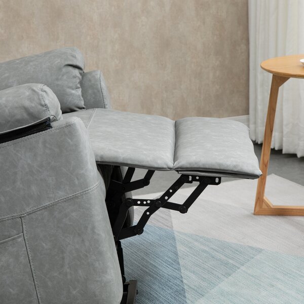 HOMCOM Power Lift Chair Electric Riser Recliner for Elderly, Faux Leather Sofa Lounge Armchair with Remote Control and Side Pocket, Grey Aosom UK