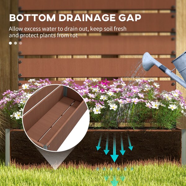 Outsunny Raised Planter with Trellis, Outdoor Garden Bed with Drainage Gap for Plants & Vines, Weather Resistant, 90.5L x 38W x 180H, Light Brown Aosom UK