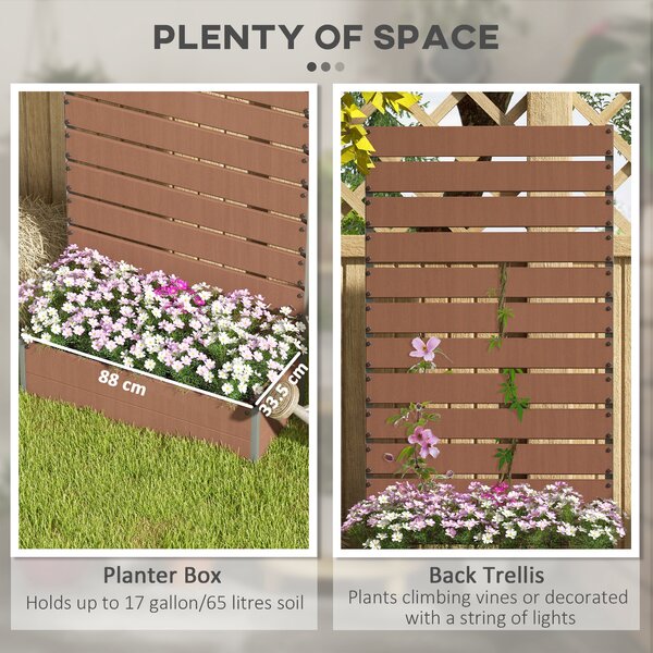 Outsunny Raised Planter with Trellis, Outdoor Garden Bed with Drainage Gap for Plants & Vines, Weather Resistant, 90.5L x 38W x 180H, Light Brown Aosom UK