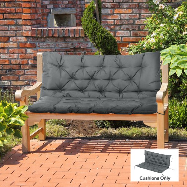 Outsunny Garden Bench Cushion, 2 Seater Swing Chair Cushion, Seat Pad with Ties for Indoor and Outdoor Use, 110 x 120 cm, Dark Grey Aosom UK