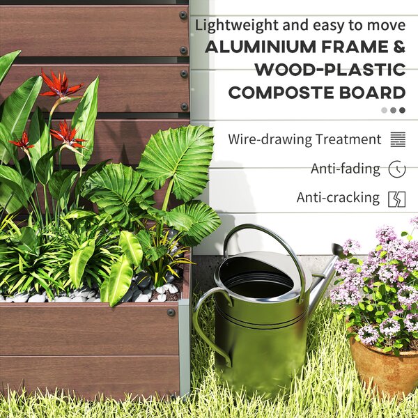 Outsunny Raised Planter with Trellis, Outdoor Garden Bed with Drainage Gap for Plants & Vines, Weather Resistant, 90.5L x 38W x 180H, Light Brown Aosom UK