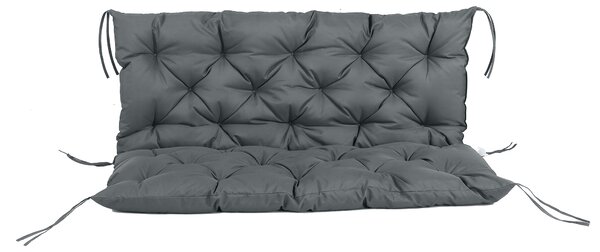Outsunny Garden Bench Cushion, 2 Seater Swing Chair Cushion, Seat Pad with Ties for Indoor and Outdoor Use, 110 x 120 cm, Dark Grey Aosom UK