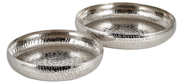 Set of 2 Silver Hammered Metal Bowls