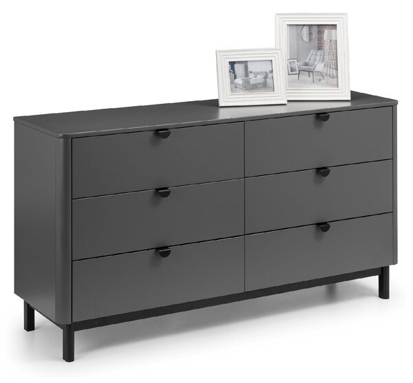 Chloe Wide 6 Drawer Chest, Grey