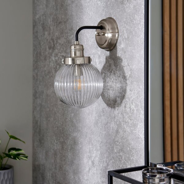 Broden Ribbed Chrome Wall Light