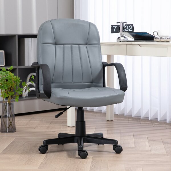 Vinsetto Swivel Executive Office Chair, PU Leather Computer Desk Chair, Adjustable Home Office Chair, Gaming Seater, Grey Aosom UK