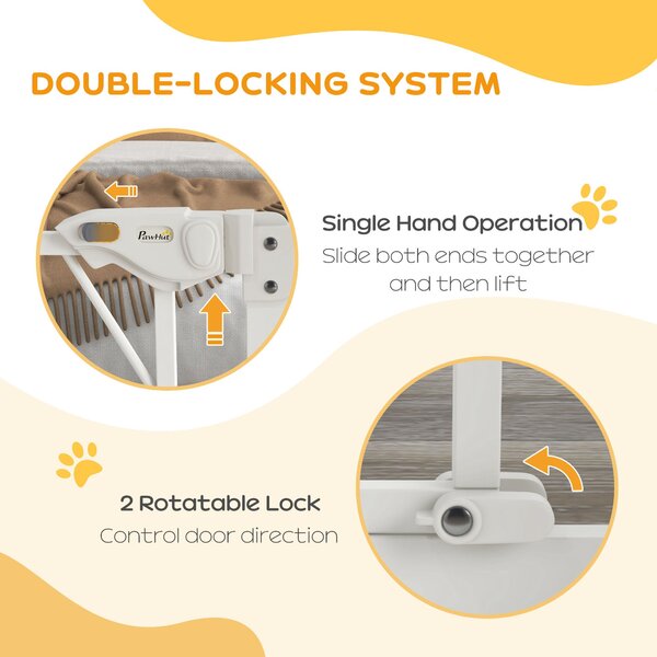 PawHut Pressure Fit Stair Gate Dog Gate w/ Auto Closing Door, Double Locking, Easy Installation, for 74-100cm Openings - White Aosom UK