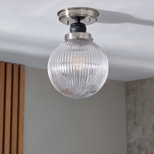 Broden Ribbed Bathroom Flush Ceiling Light