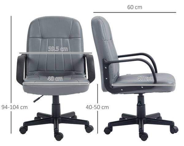 Vinsetto Swivel Executive Office Chair, PU Leather Computer Desk Chair, Adjustable Home Office Chair, Gaming Seater, Grey Aosom UK