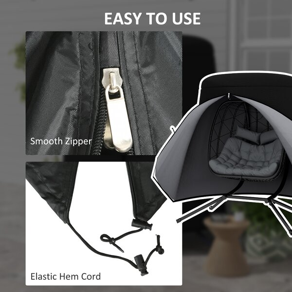 Outsunny Hanging Egg Chair Protective Cover, Waterproof & Dustproof Single Swing Seat Cover with Zipper, 300D Oxford Fabric, Grey Aosom UK